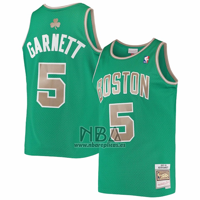 Camiseta Boston Celtics Kevin Garnett NO 5 Mitchell & Ness 2007-08 Verde